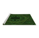 Sideview of Machine Washable Transitional Green Rug, wshpat2996grn