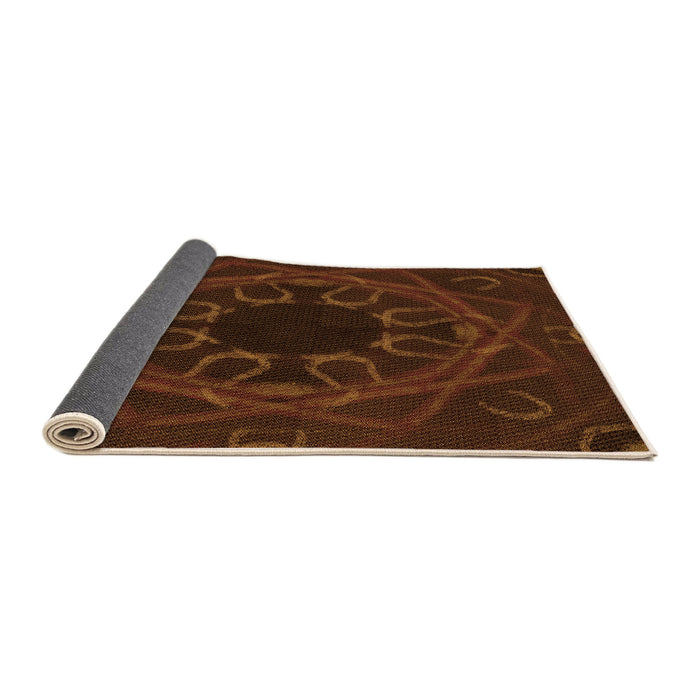 Thickness of Patterned Mahogany Brown Rug, pat2996org