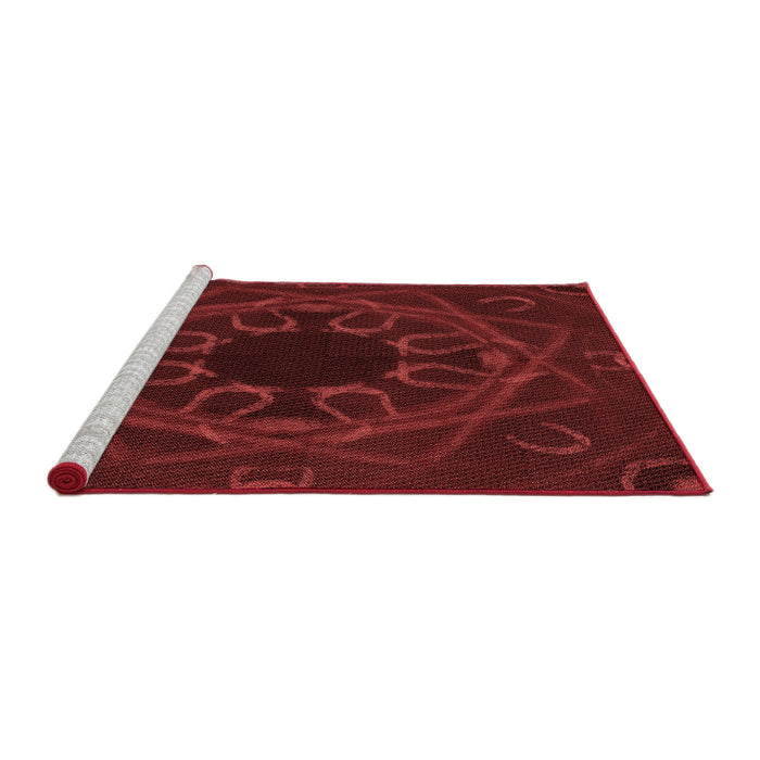Sideview of Machine Washable Transitional Maroon Red Rug, wshpat2996rd