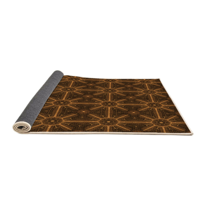 Thickness of Patterned Mahogany Brown Rug, pat2997org