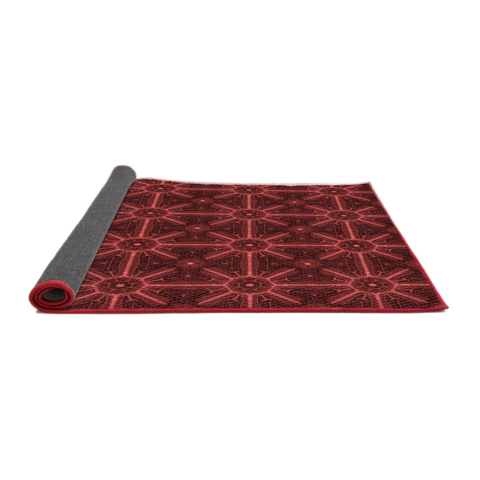 Thickness of Patterned Maroon Red Rug, pat2997rd