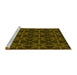 Sideview of Machine Washable Transitional Dark Yellow Green Rug, wshpat2997yw