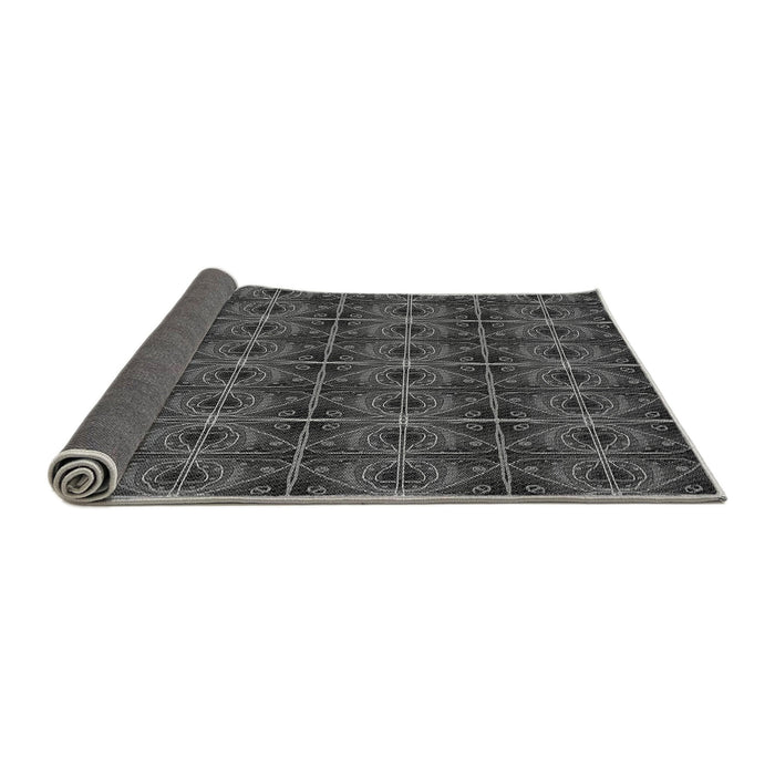 Thickness of Patterned Charcoal Black Rug, pat2998gry