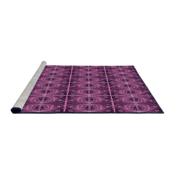 Sideview of Machine Washable Transitional Neon Pink Rug, wshpat2998pur