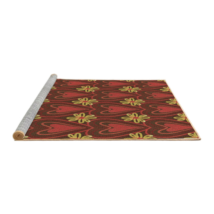 Sideview of Machine Washable Transitional Red Rug, wshpat2999brn