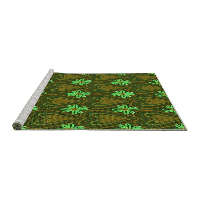 Sideview of Machine Washable Transitional Chocolate Brown Rug, wshpat2999grn