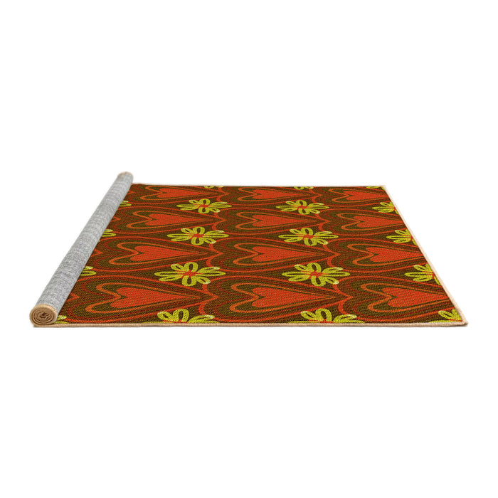 Sideview of Machine Washable Transitional Tomato Red Rug, wshpat2999yw