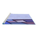 Sideview of Machine Washable Transitional Slate Blue Rug, wshpat30blu