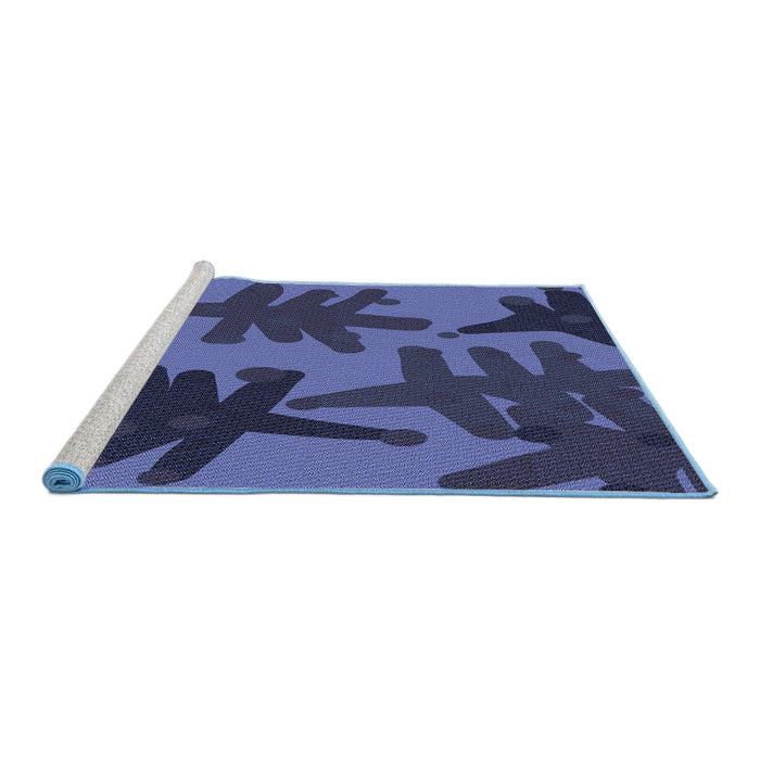 Sideview of Machine Washable Transitional Dark Slate Blue Rug, wshpat3000blu