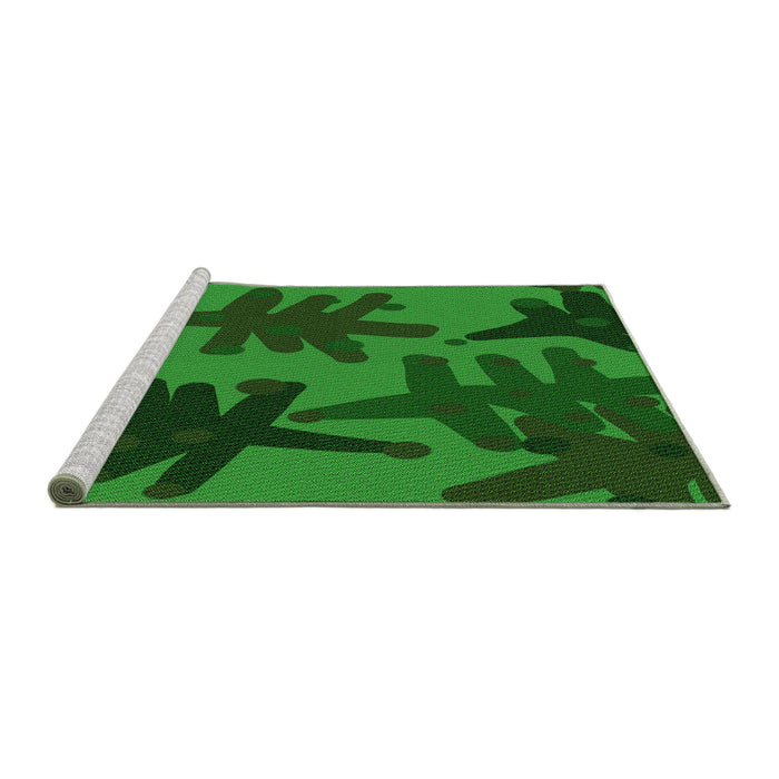 Sideview of Machine Washable Transitional Deep Emerald Green Rug, wshpat3000grn