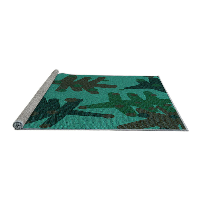 Sideview of Machine Washable Transitional Deep Teal Green Rug, wshpat3000lblu