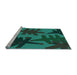 Sideview of Machine Washable Transitional Deep Teal Green Rug, wshpat3000lblu