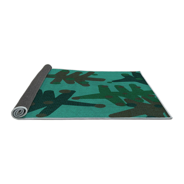 Thickness of Patterned Deep Teal Green Rug, pat3000lblu