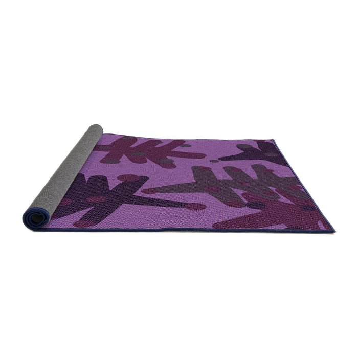 Thickness of Patterned Plum Velvet Purple Rug, pat3000pur