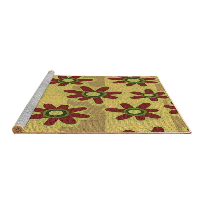 Sideview of Machine Washable Transitional Mahogany Brown Rug, wshpat3001brn