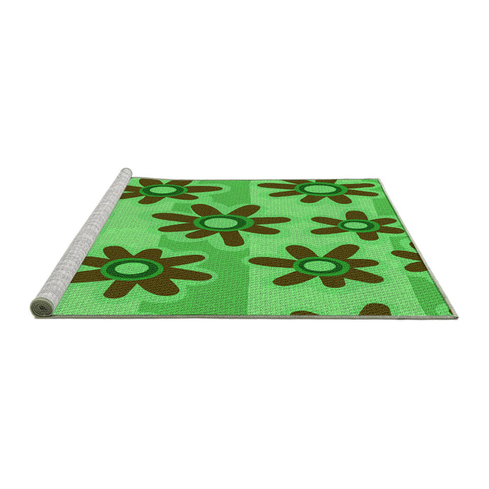 Sideview of Machine Washable Transitional Seaweed Green Rug, wshpat3001grn