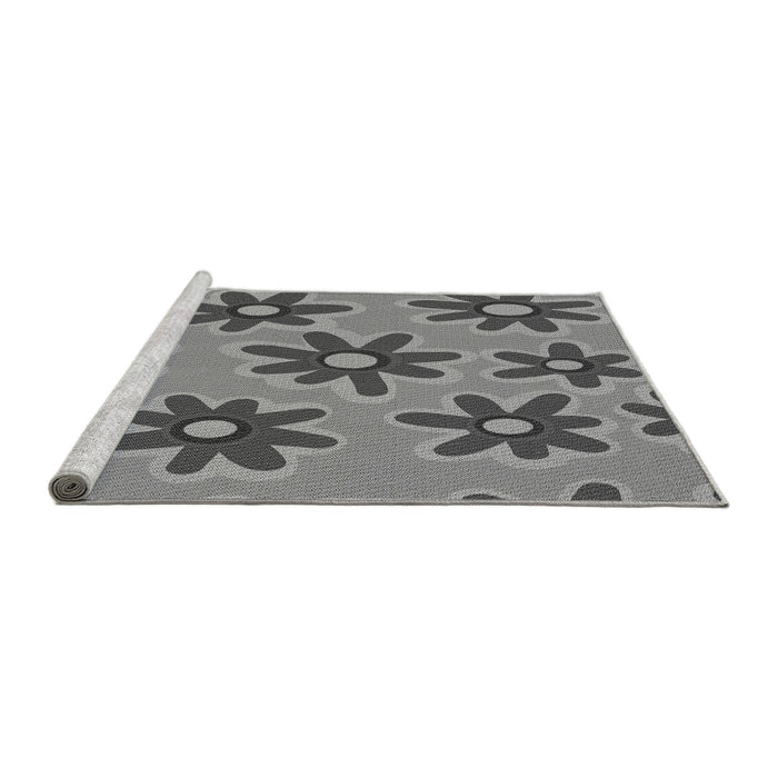 Sideview of Machine Washable Transitional Grey Gray Rug, wshpat3001gry