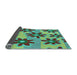 Thickness of Patterned Lime Mint Green Rug, pat3001lblu