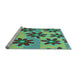 Sideview of Machine Washable Transitional Lime Mint Green Rug, wshpat3001lblu