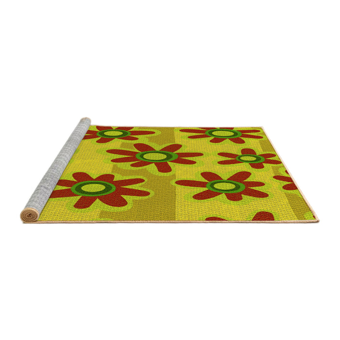 Sideview of Machine Washable Transitional Mahogany Brown Rug, wshpat3001yw