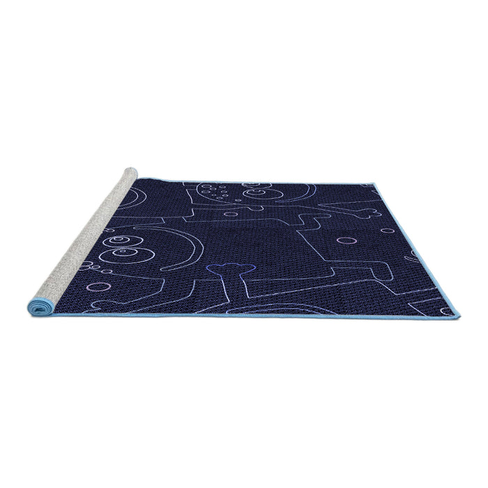 Sideview of Machine Washable Transitional Black Rug, wshpat3002blu