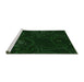 Sideview of Machine Washable Transitional Deep Emerald Green Rug, wshpat3002grn