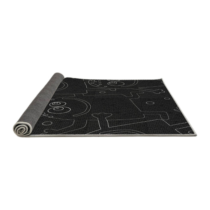 Thickness of Patterned Black Rug, pat3002gry