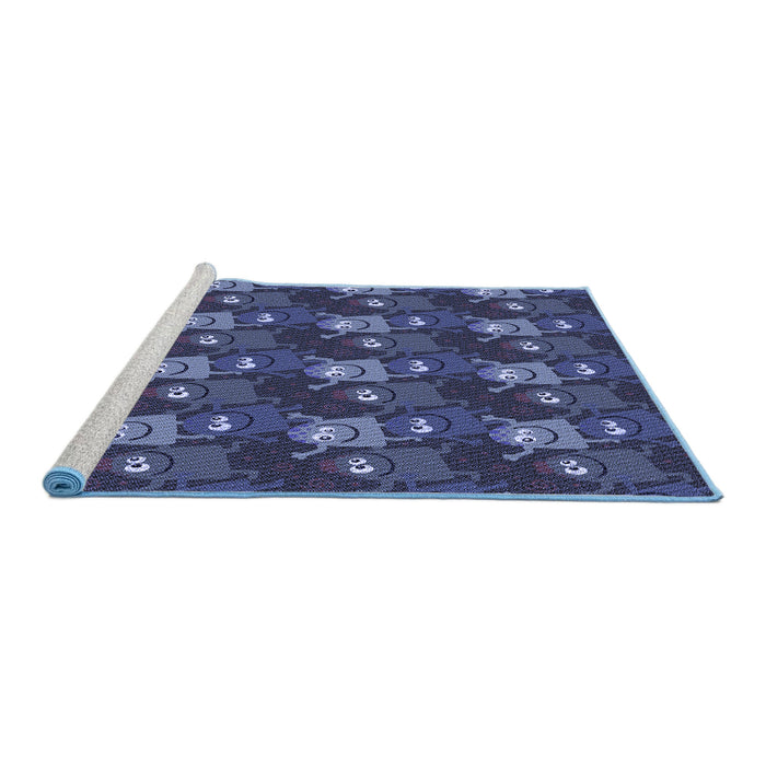 Sideview of Machine Washable Transitional Blue Rug, wshpat3003blu