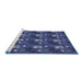 Sideview of Machine Washable Transitional Blue Rug, wshpat3003blu