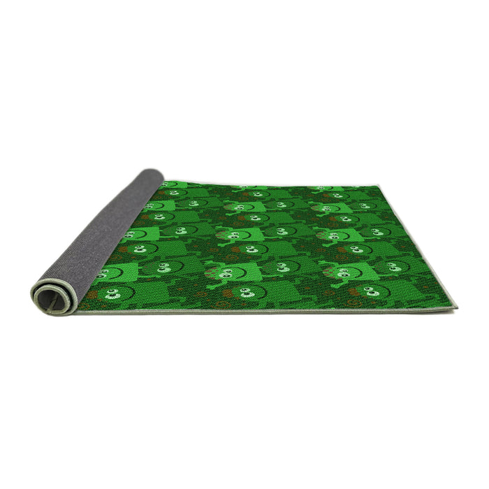 Thickness of Patterned Deep Emerald Green Rug, pat3003grn
