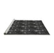 Sideview of Machine Washable Transitional Charcoal Black Rug, wshpat3003gry