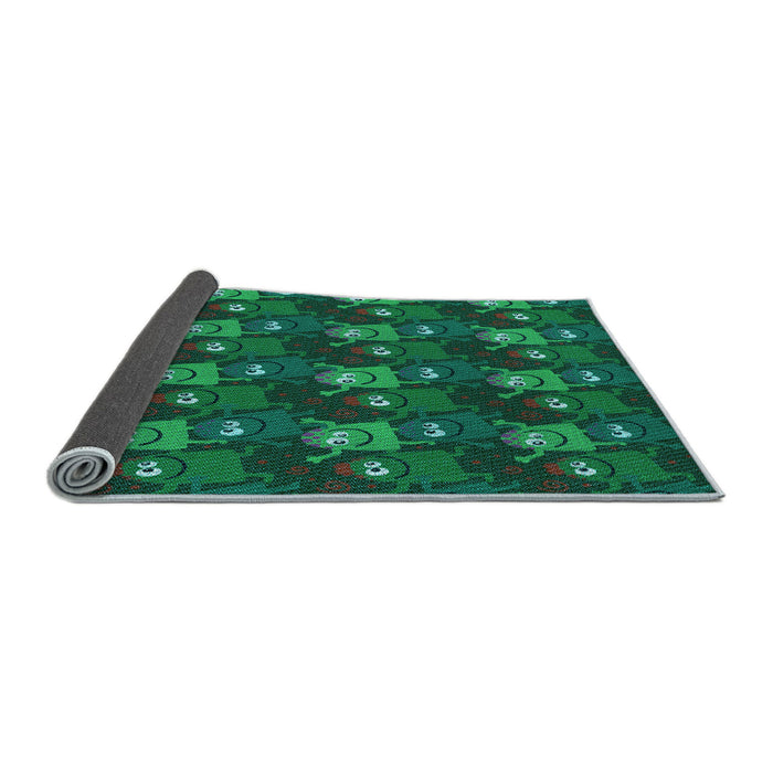 Thickness of Patterned Deep Teal Green Rug, pat3003lblu