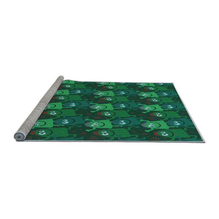 Sideview of Machine Washable Transitional Deep Teal Green Rug, wshpat3003lblu