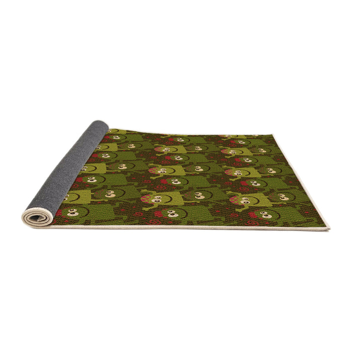 Thickness of Patterned Dark Yellow Green Rug, pat3003org