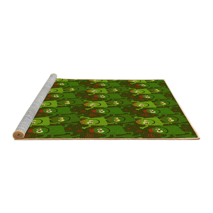 Sideview of Machine Washable Transitional Dark Forest Green Rug, wshpat3003yw