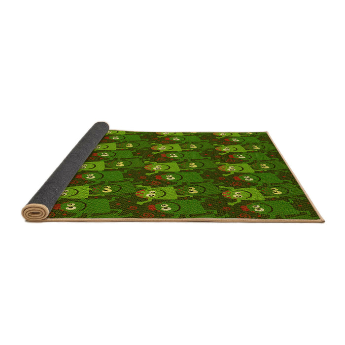 Thickness of Patterned Dark Forest Green Rug, pat3003yw