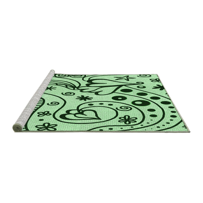 Sideview of Machine Washable Transitional Mint Green Rug, wshpat3004grn