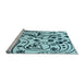 Sideview of Machine Washable Transitional Electric Blue Rug, wshpat3004lblu