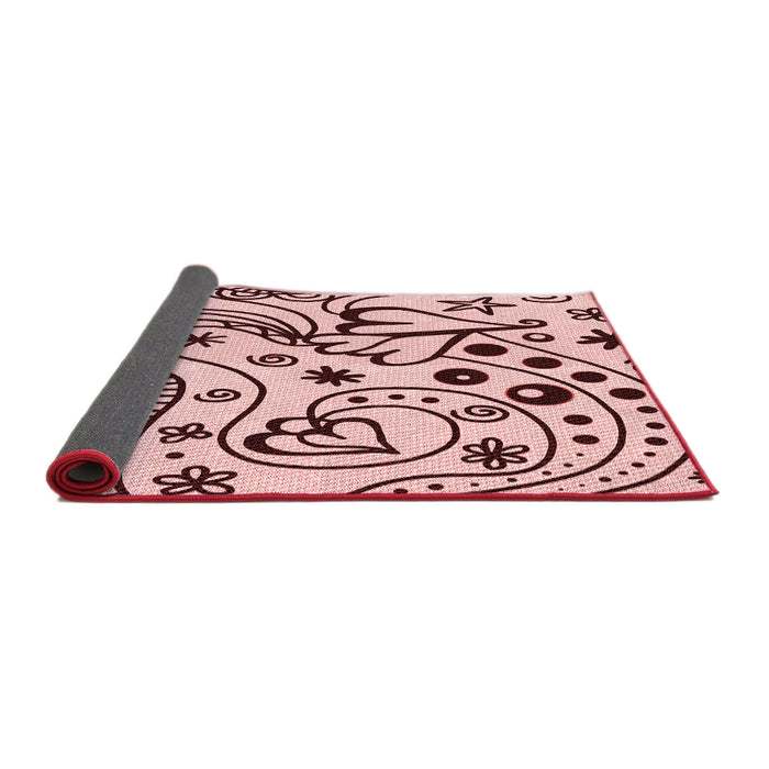 Thickness of Patterned Light Red Pink Rug, pat3004rd