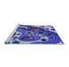 Sideview of Machine Washable Transitional Blue Rug, wshpat3005blu