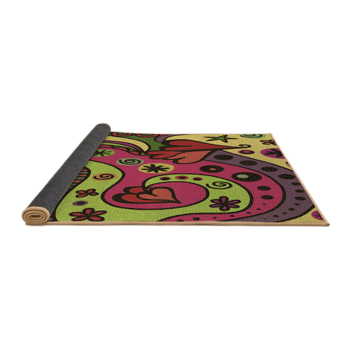 Thickness of Patterned Saffron Red Rug, pat3005brn