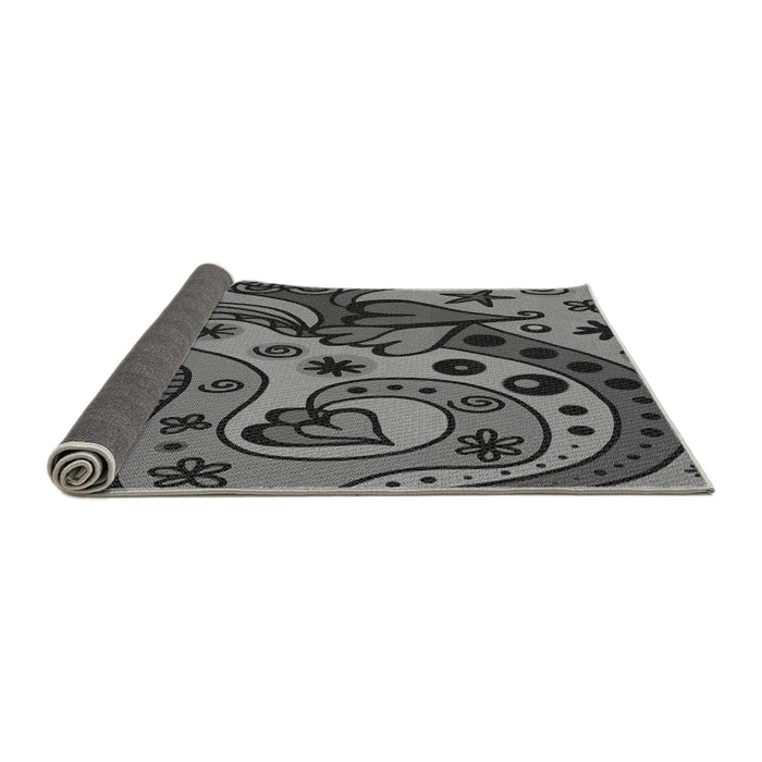 Thickness of Patterned Dark Gray Black Rug, pat3005gry