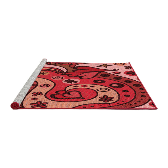 Sideview of Machine Washable Transitional Red Rug, wshpat3005rd