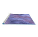 Sideview of Machine Washable Transitional Slate Blue Rug, wshpat3006blu