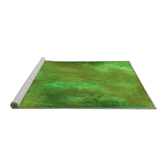 Sideview of Machine Washable Transitional Green Rug, wshpat3006grn