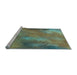 Sideview of Machine Washable Transitional Green Rug, wshpat3006lblu