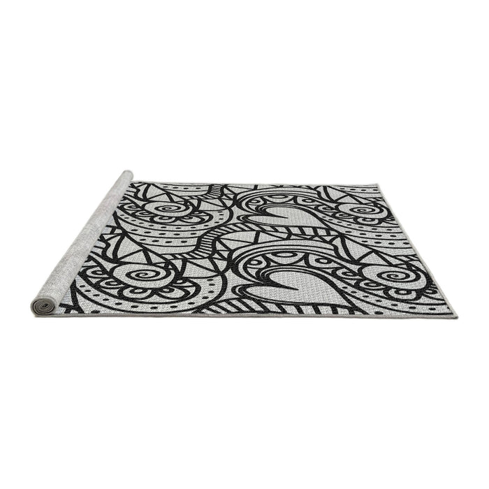 Sideview of Machine Washable Transitional Black Rug, wshpat3007gry