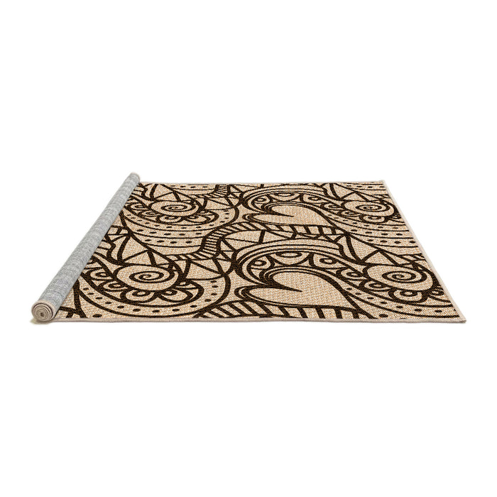 Sideview of Machine Washable Transitional Deep Peach Orange Rug, wshpat3007org