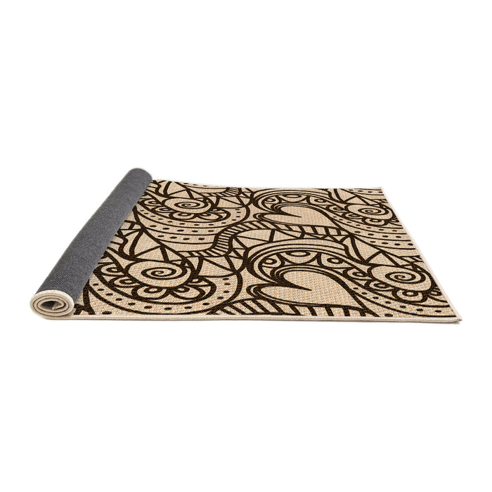 Thickness of Patterned Deep Peach Orange Rug, pat3007org