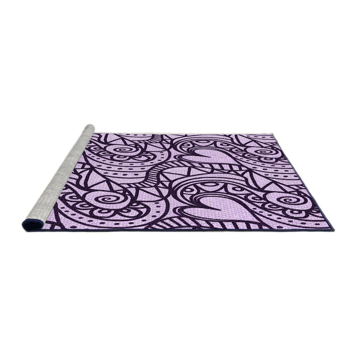 Sideview of Machine Washable Transitional Blossom Pink Rug, wshpat3007pur